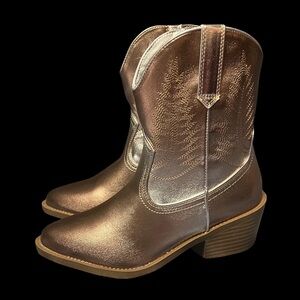 New Madden Girl Metallic Brown Cowboy Boots - Size 4 | Western-Inspired Boots